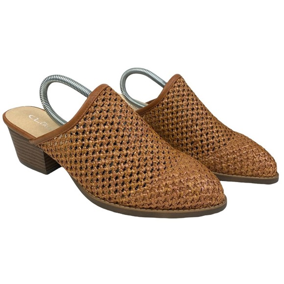 CL BY CHINESE LAUNDRY CLASSY WOVEN TAN AND BROWN PERFORATED MULE WOMEN’S SZ 9.5M - Picture 1 of 12